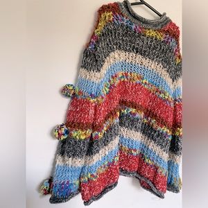 ZARA | Heavy colorful knit sweater with pom poms